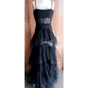 bcbg tulle corset gown